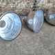 3 vintage industrial pendant lights, old workshop lighting fixtures