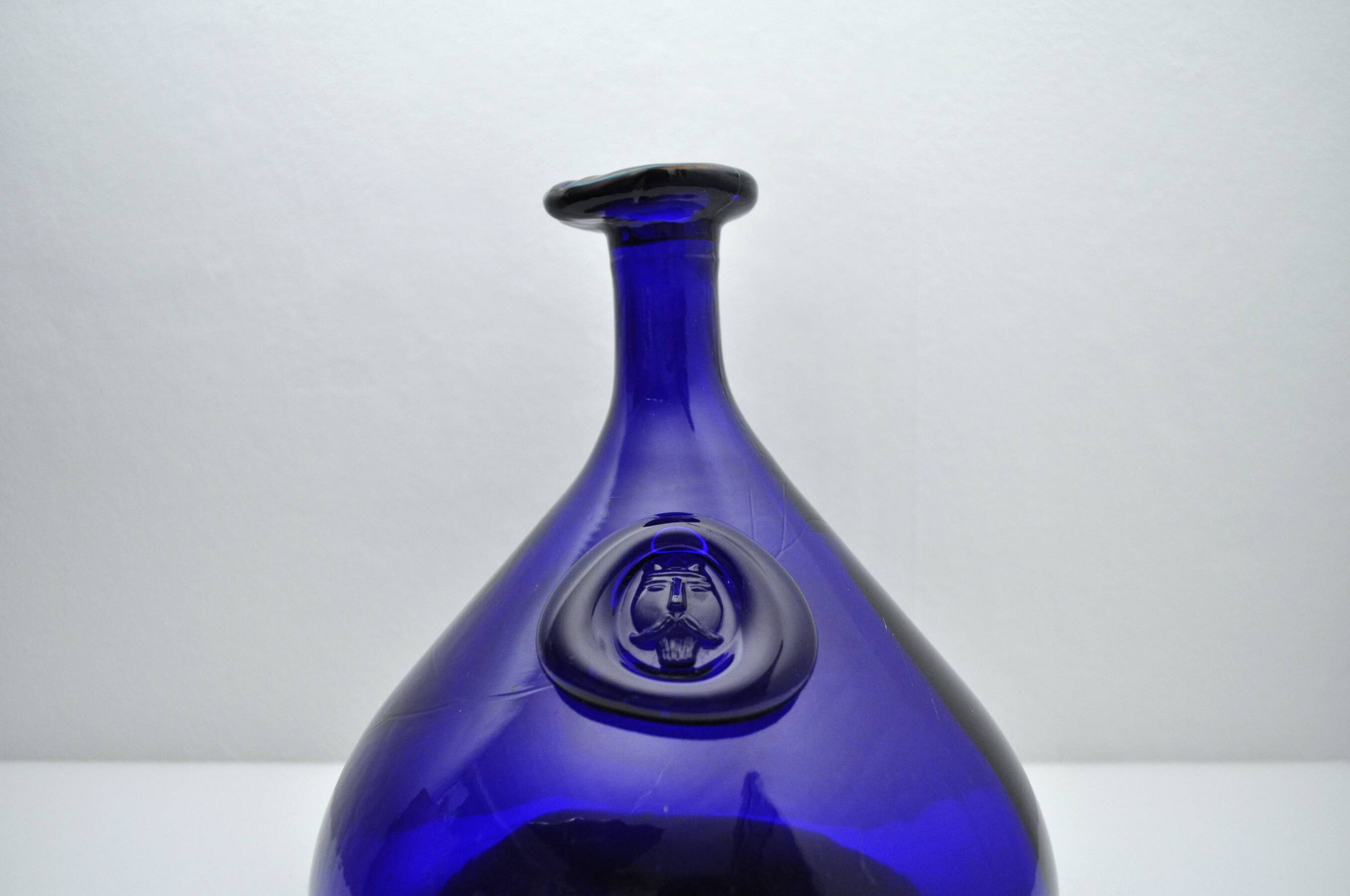 Cobalt Blue Viking Decanter and Cups, Holmegaard Glasværk, 1962