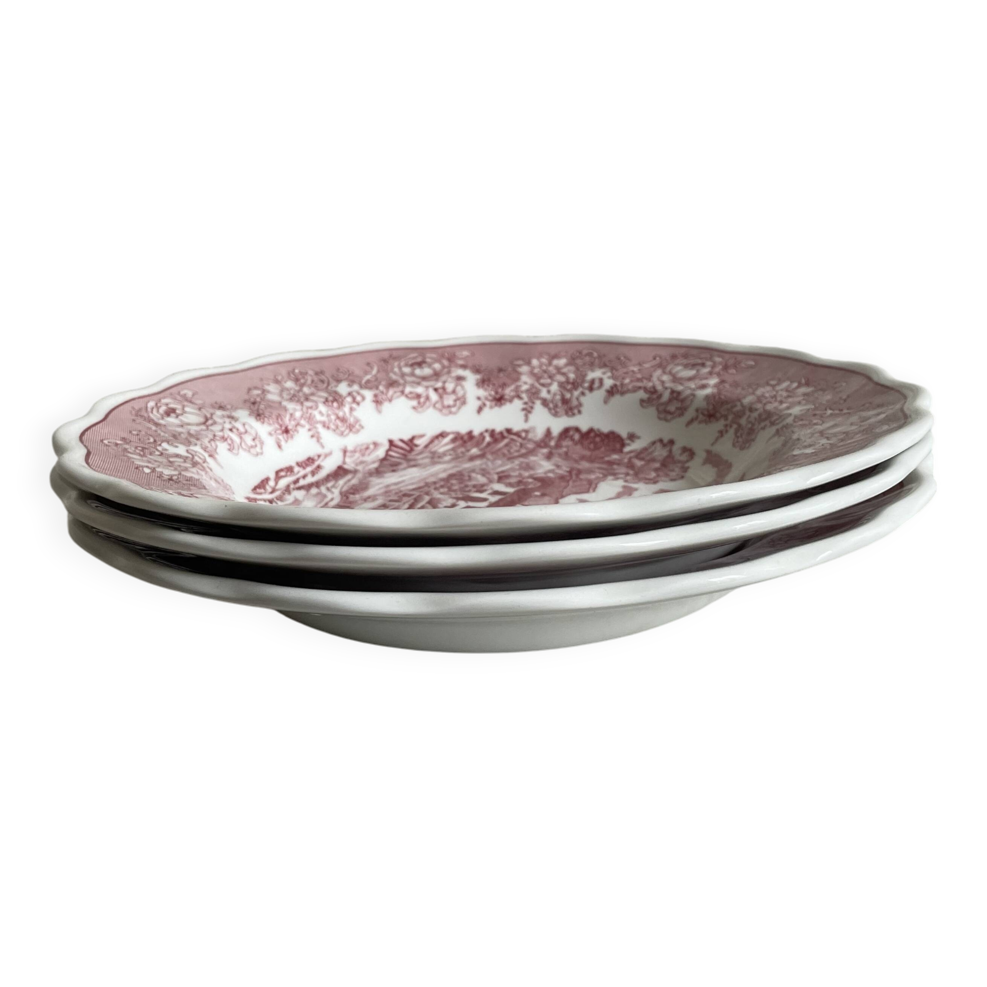 Set of three pink soup plates Fontebasso Made in Italy