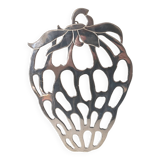 silver-plated metal strawberry-shaped trivet
