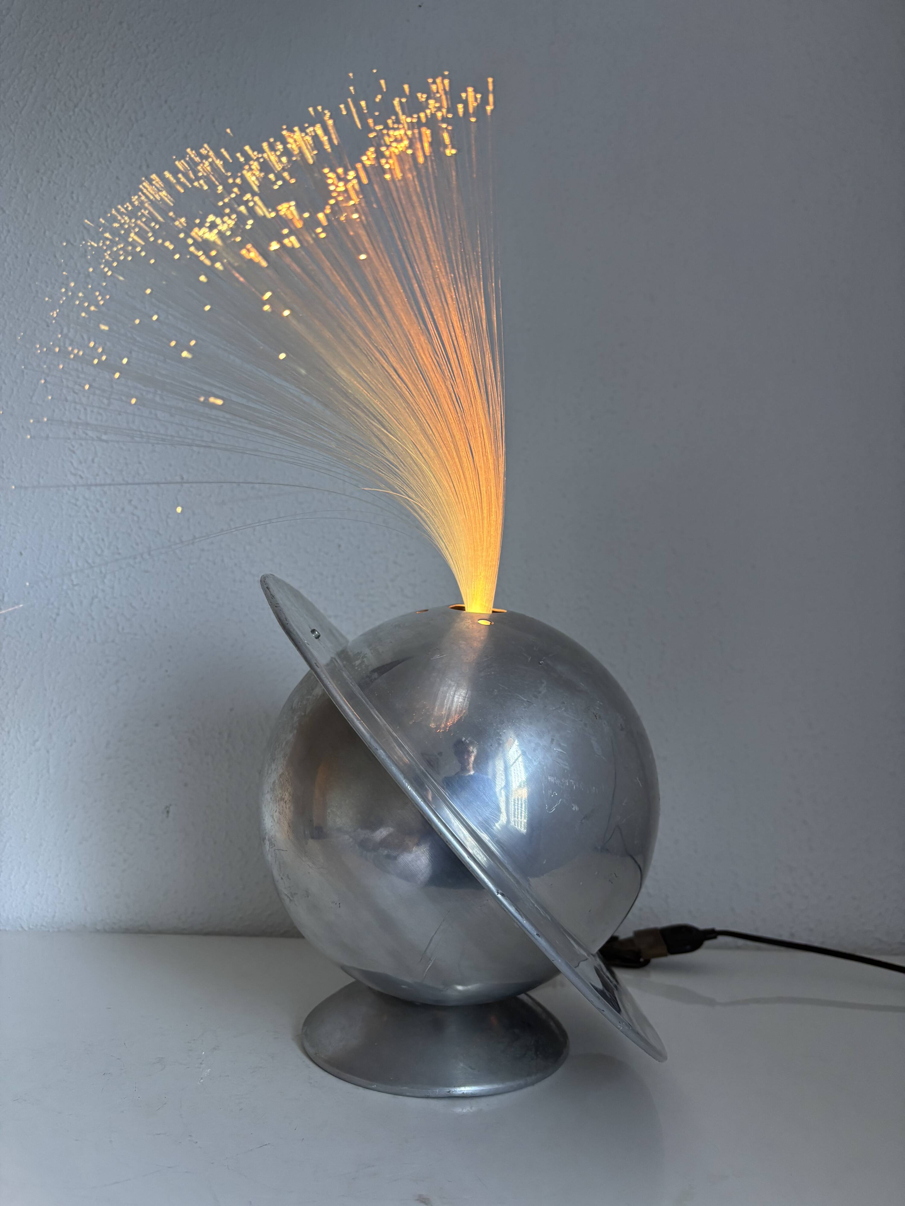 Rare French fibre optic lamp "La Sphérique" from the 1970s Space Age.