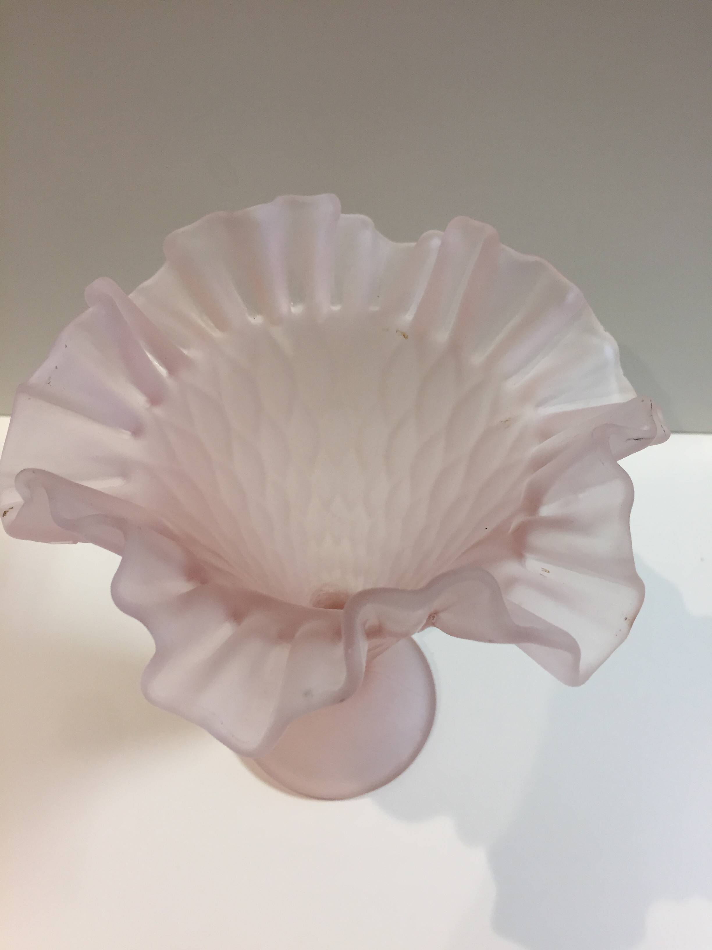 Old Corolle Vase in Pink Frosted Glass Vintage Italian Work Murano Empoli ??