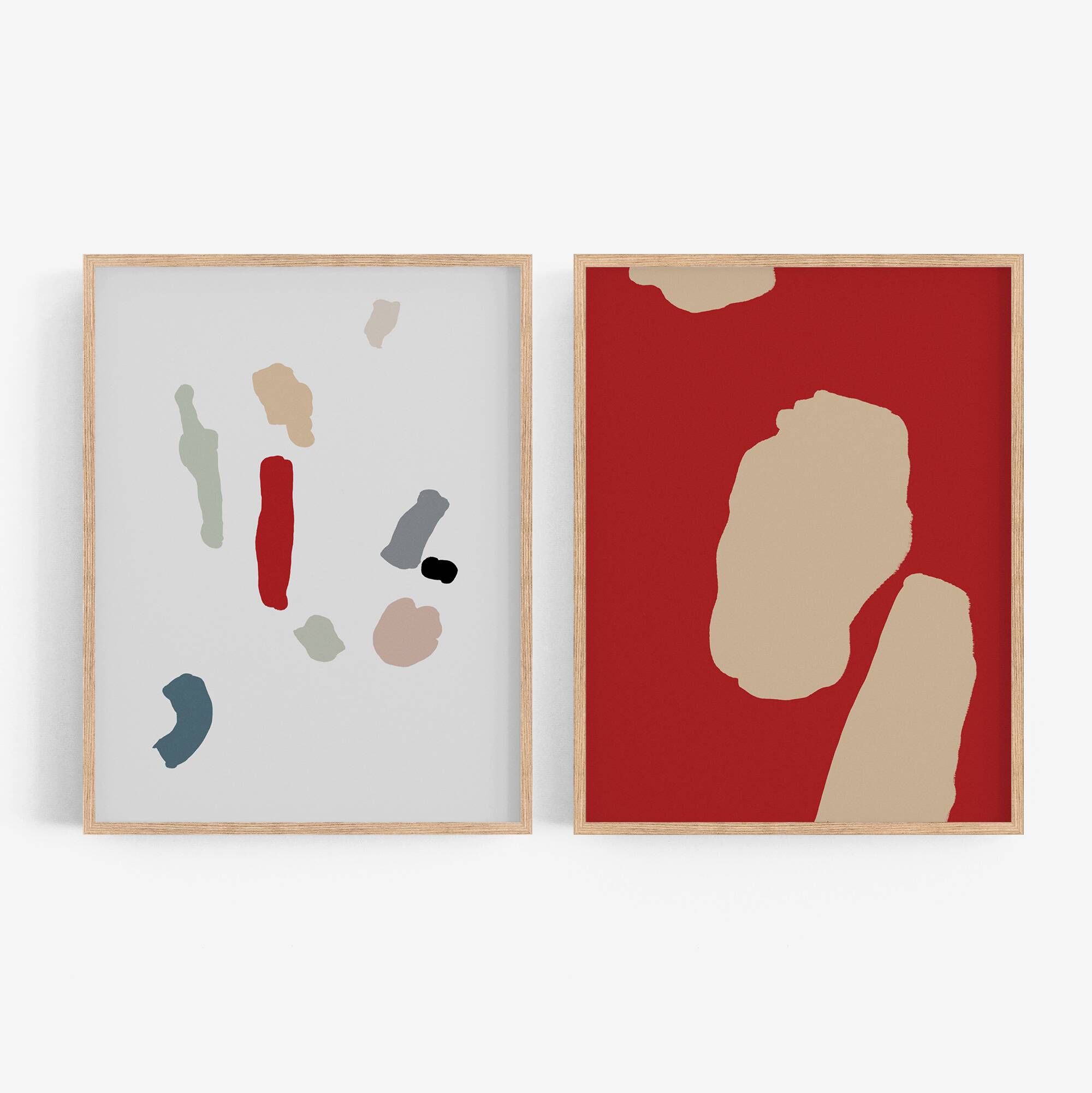 Pair of giclee prints, abstract wall art set of two, A3