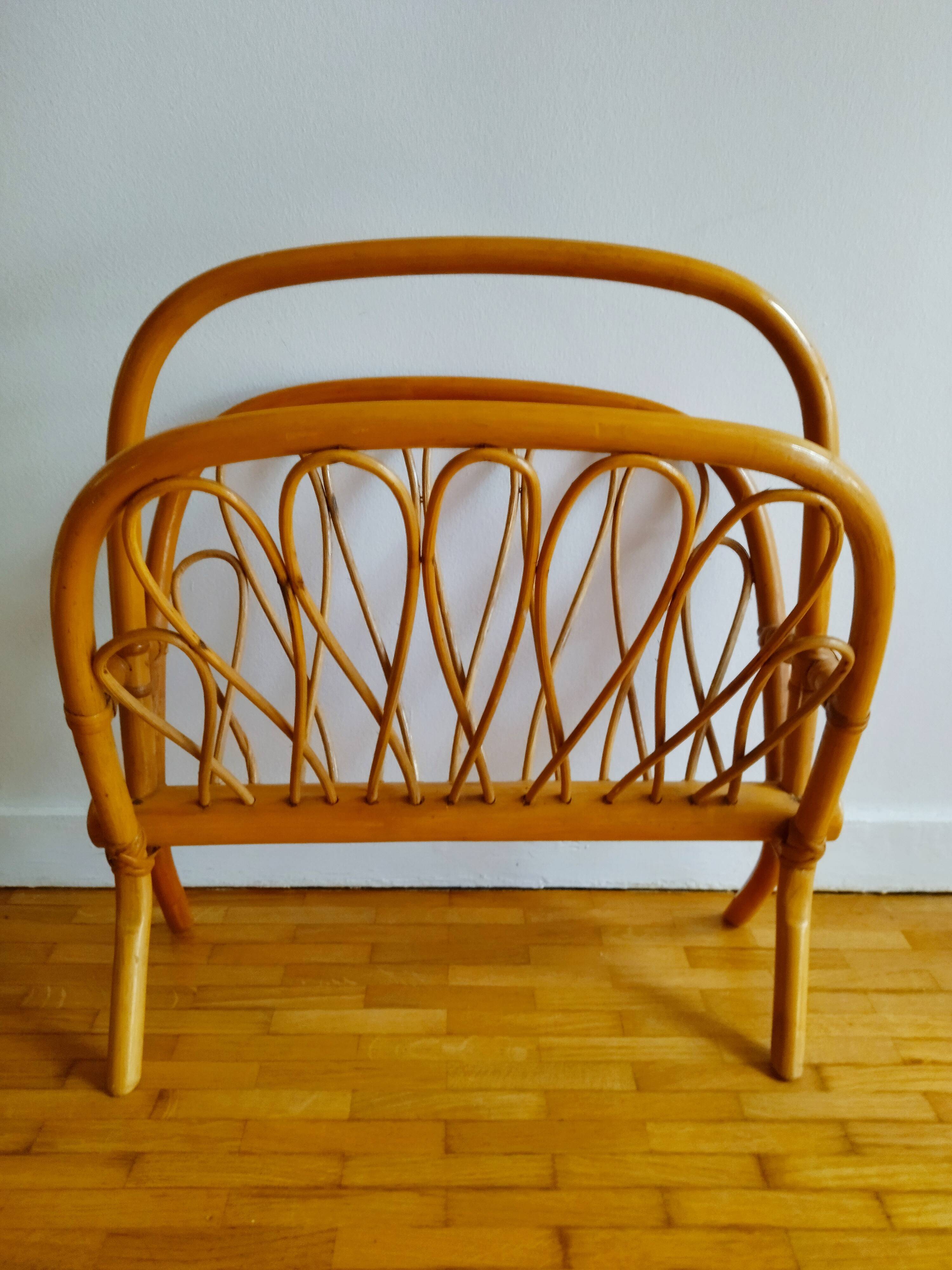 Rattan magazine holder