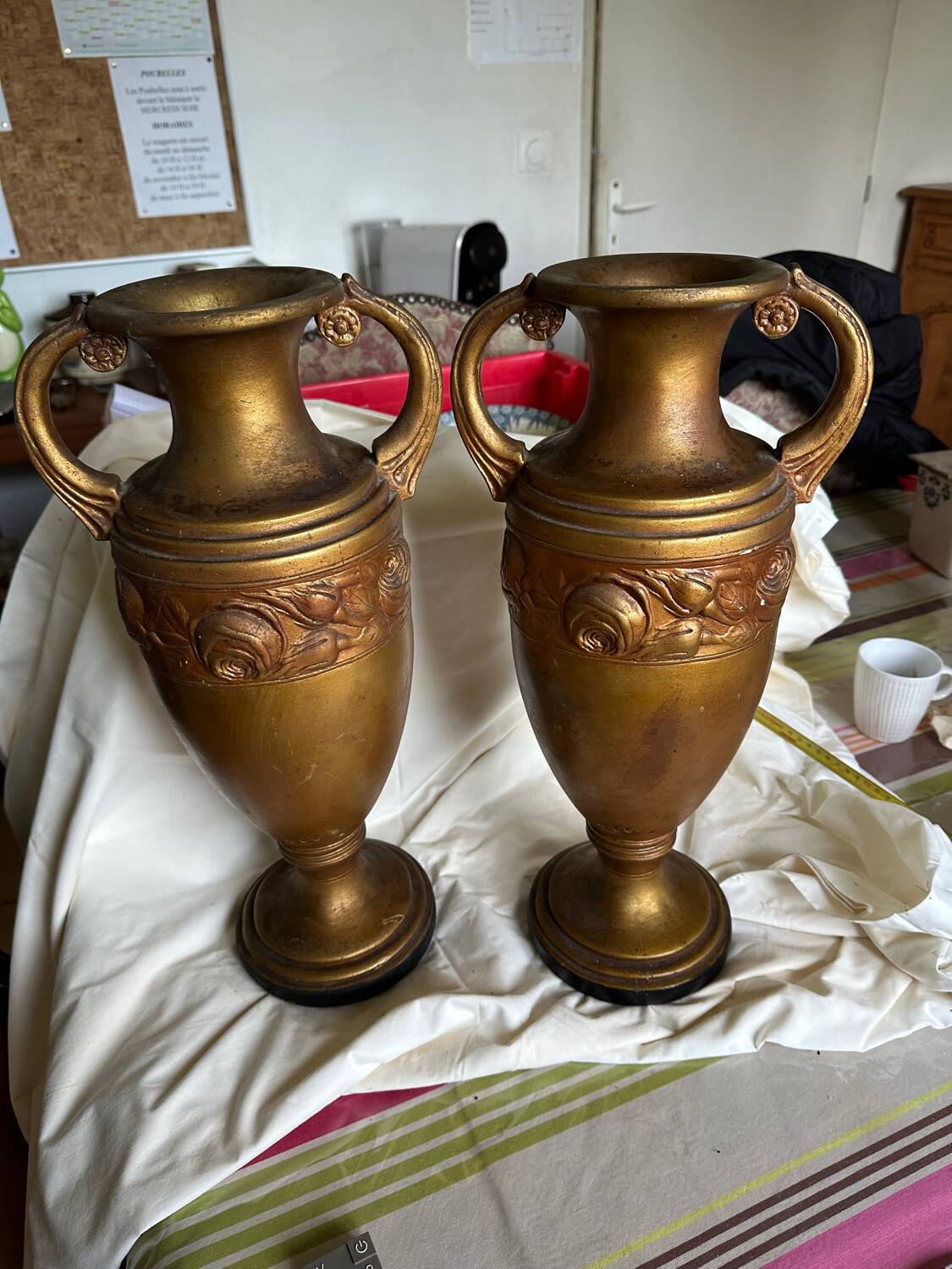 Pair of plaster amphorae