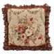 French Style Cushion Cover Handwoven Aubusson Tapestry Floral Rose Bouquet