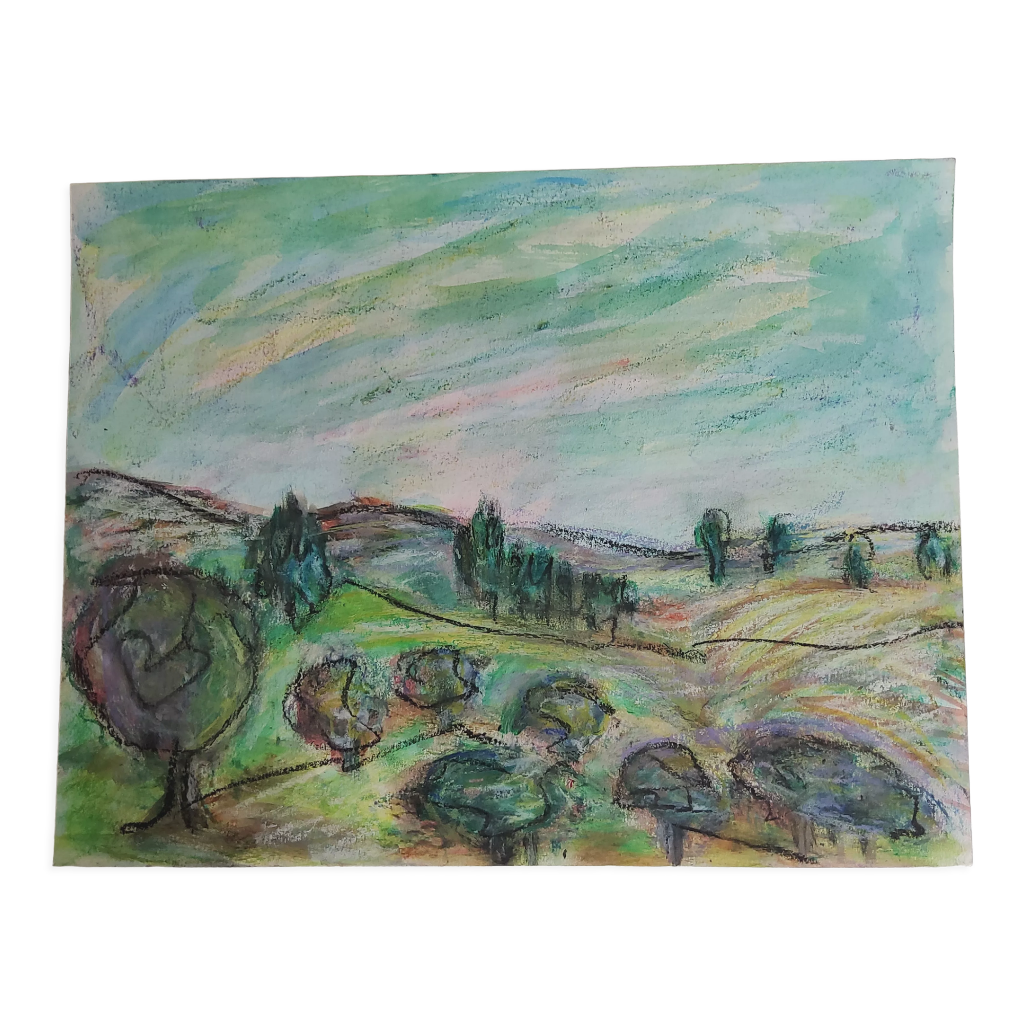 Oil pastel, notebook of a traveler in Tuscany 01, 31 x 24 cm