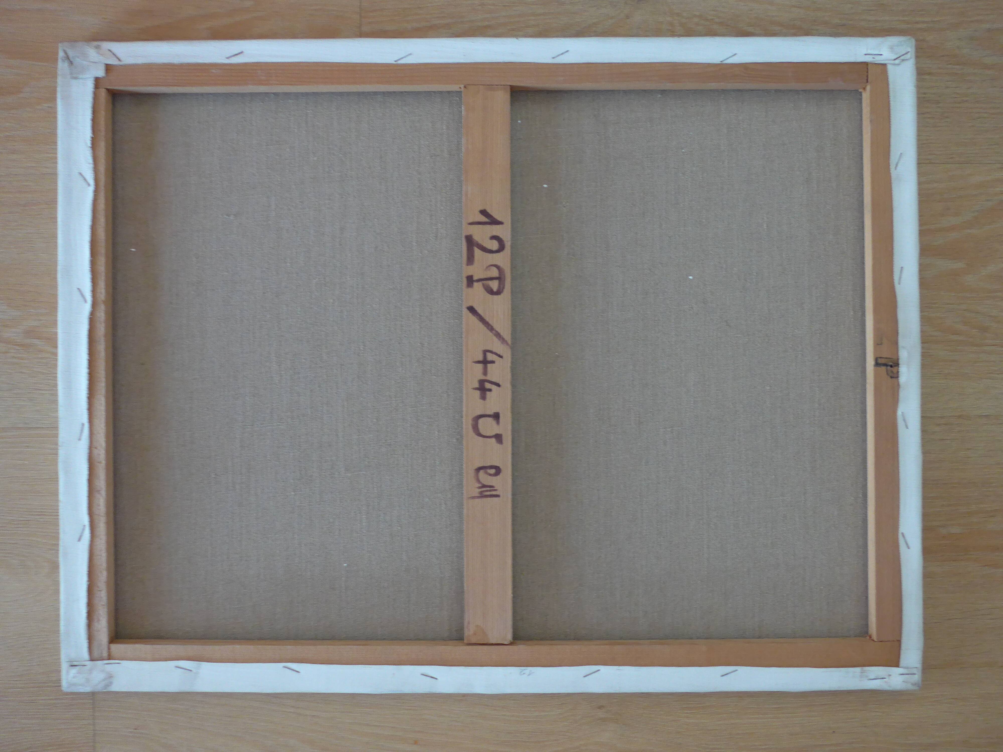 Woman canvas on balcony