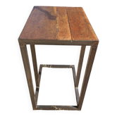 Small side table in solid wood and metal – industrial style