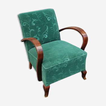 Fauteuil année 50 tissu vert