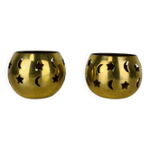 Pair of vintage brass tealight candle holders