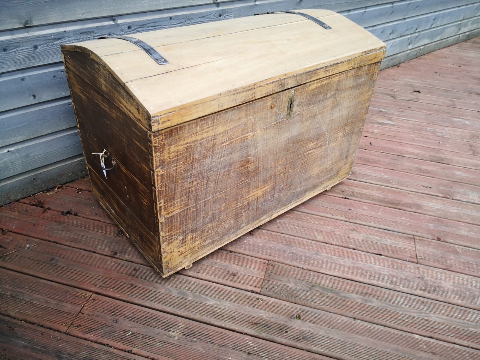 Antique chest, vintage wooden trunk