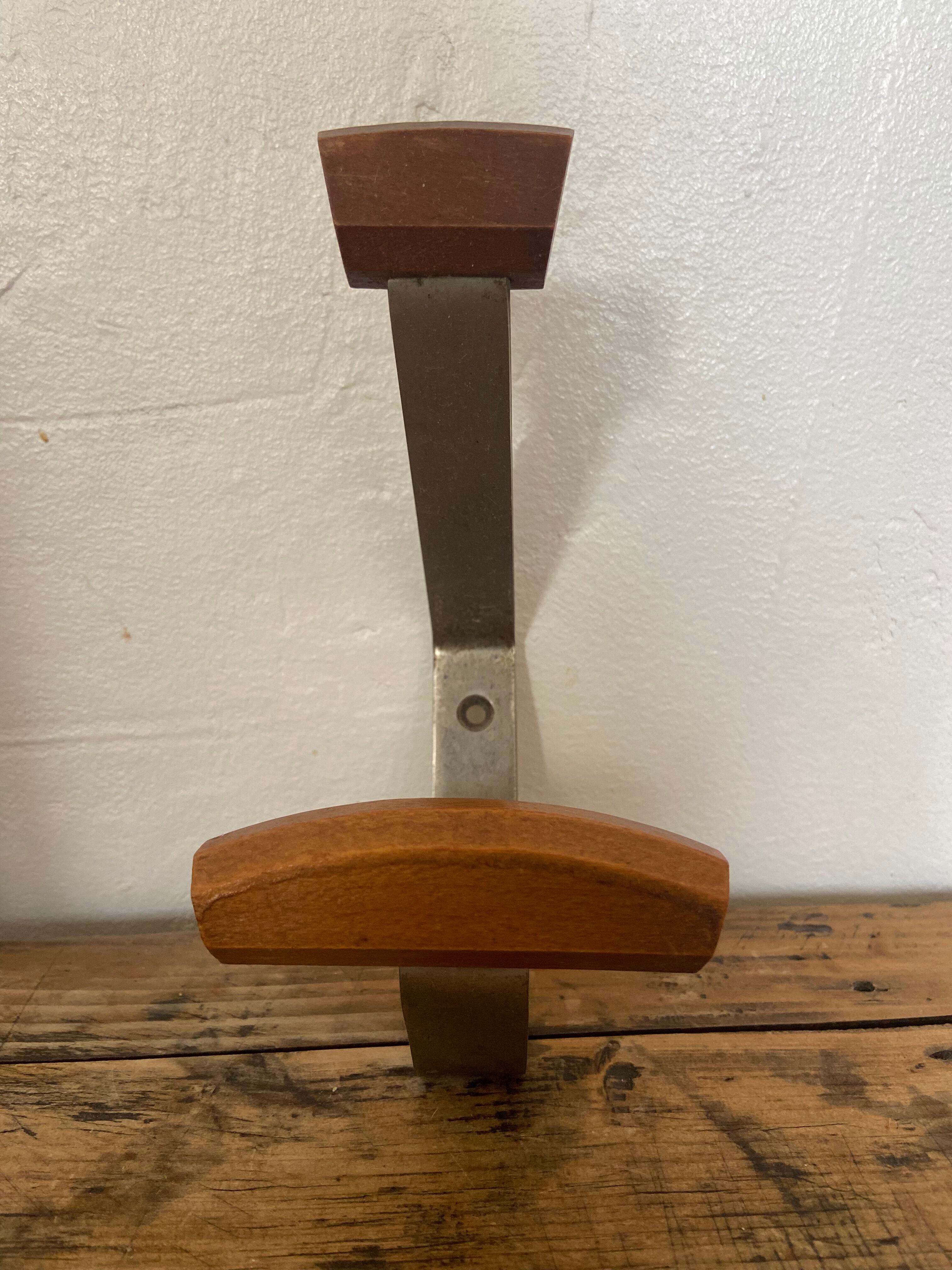 Patère en bois et métal vintage