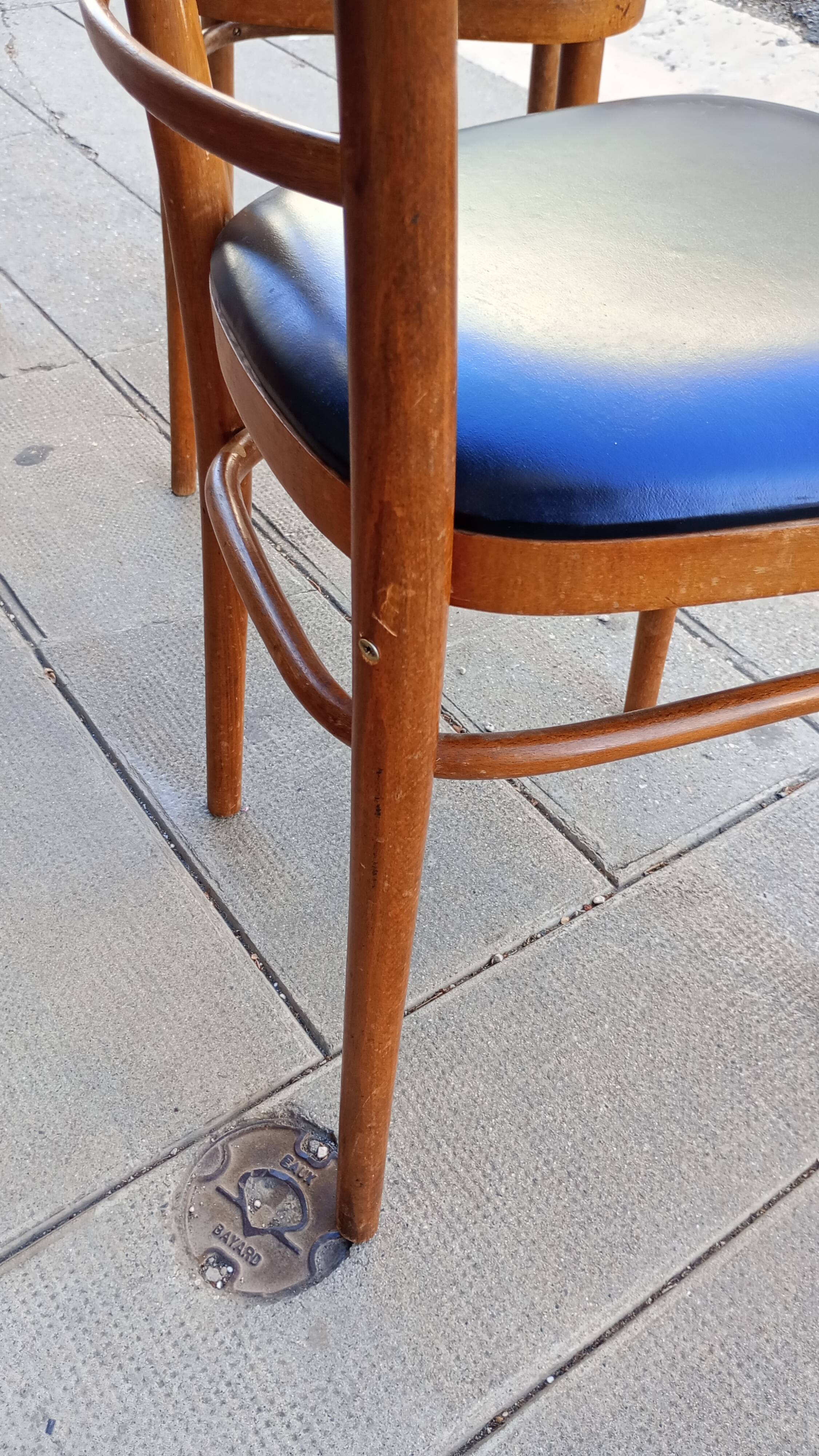 Lot of four antique chairs. Bistro. 1960.