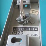Pair of long white arm wall lights with black spot. "lita device"