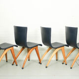 Ensemble de 6 chaises de salle à manger en similicuir Cor van Os modèle Swing, années 1960