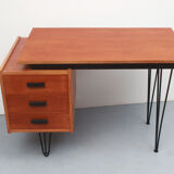 1950s hairpin desk in teak from Netherlands