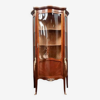 Curved display bookcase in Louis XV style marquetry circa 1900-1920