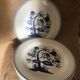 6 flat plates with blue English porcelain dessert