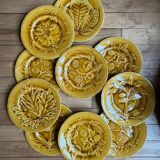 10 assiettes marron en barbotine fruits Choisy le Roi