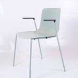 Set Of 6 Pato Chairs Lacquered In Blue With Black Armrests By Hee Willing & Ludvik For Fritz Hansen