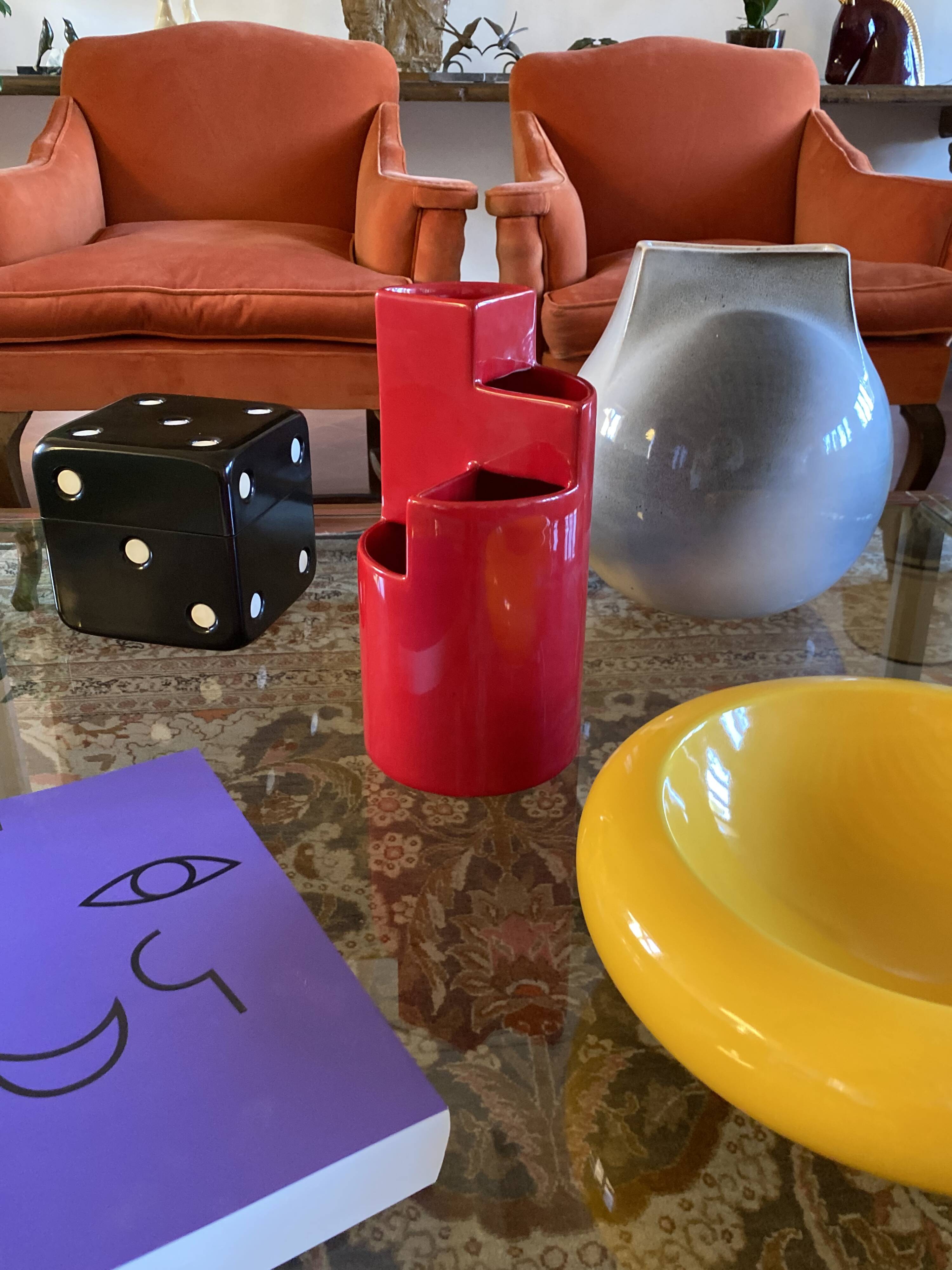 Franco Bettonica, vase en céramique rouge mod. fb1, Gabbianelli Italie ca. 1970