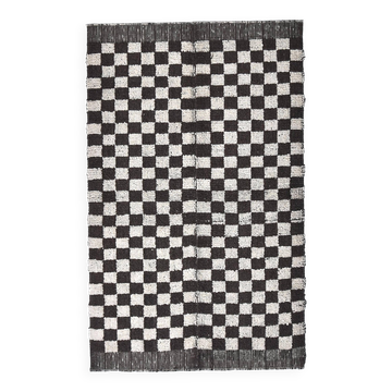 4x7 Checkered Moroccan Vintage Rug 138x208Cm SK 241966
