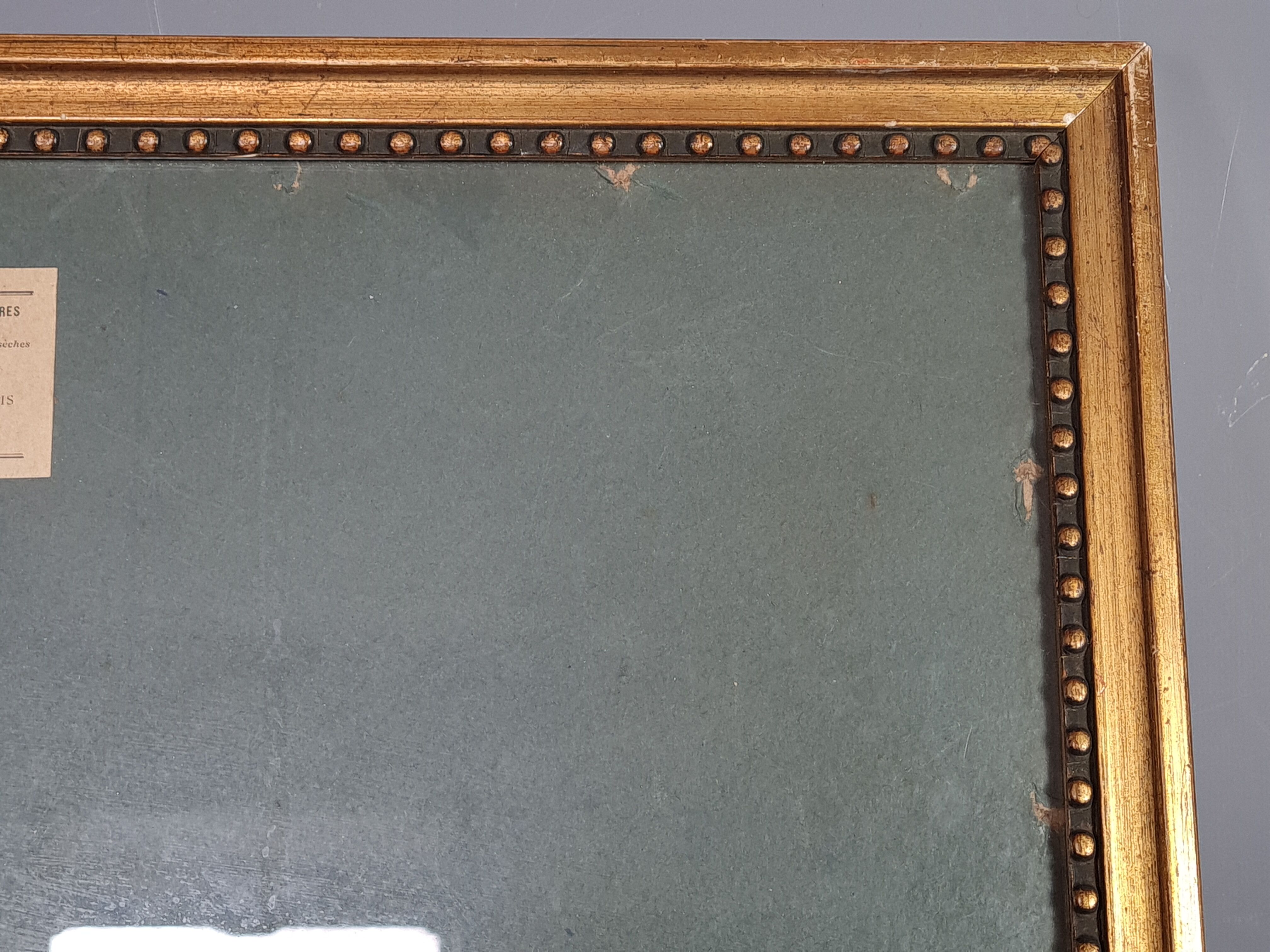 Old beaded frame st. Louis XVI gilded stucco wood