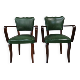 Paire de fauteuil bridge vintage vert