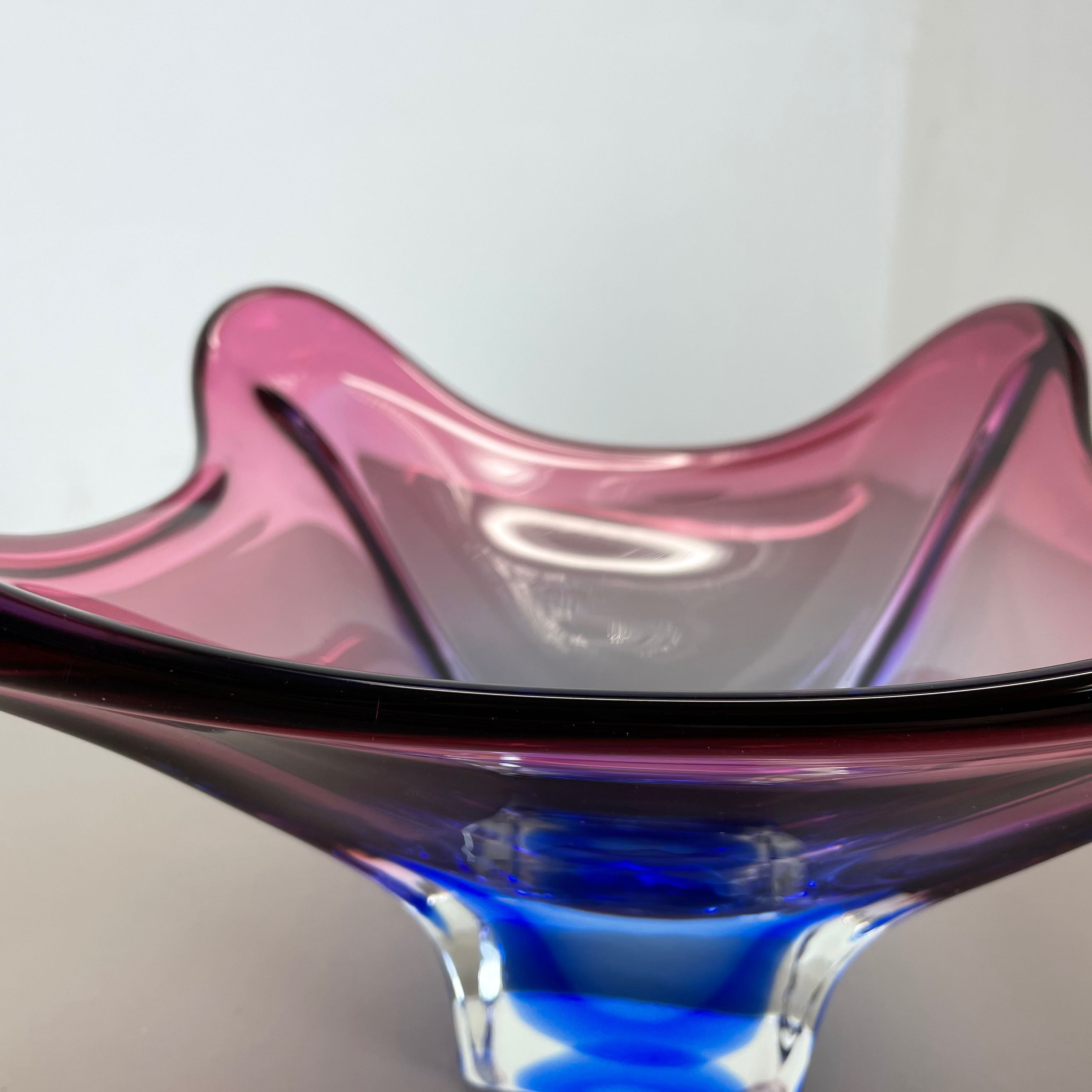 Floral glass bowl shell centerpiece by Fratelli Toso Murano, Italy, 1970s