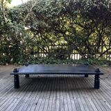 Brutalist black stained wood coffee table