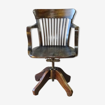 American office armchair with screws, solid oak, 1925/1930