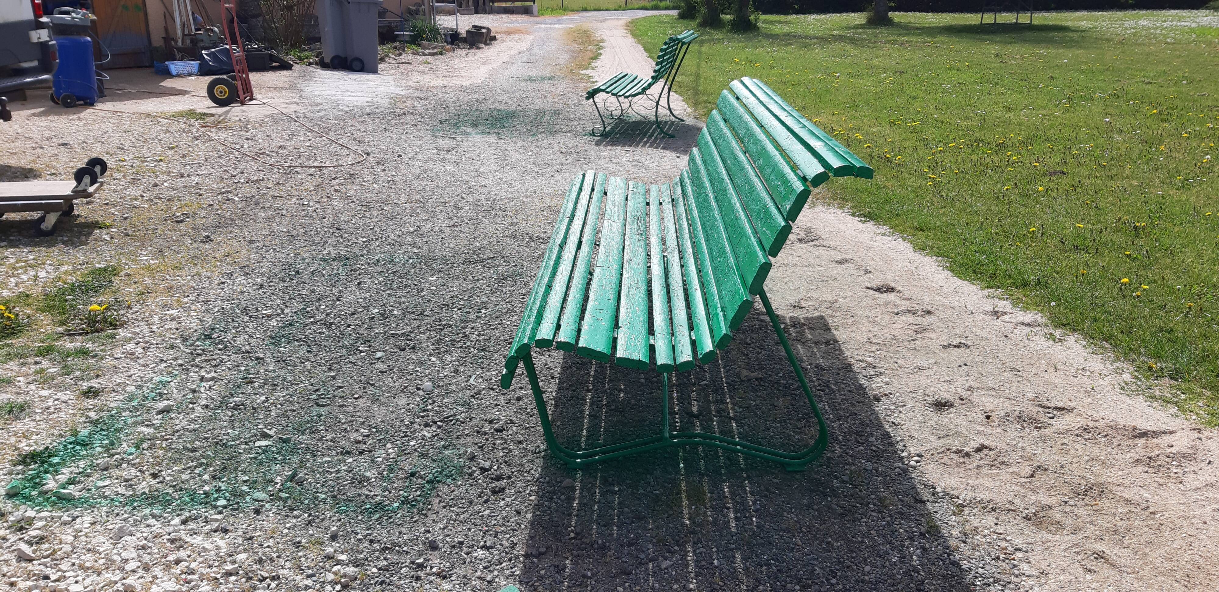 Iron and wood bench year 60s