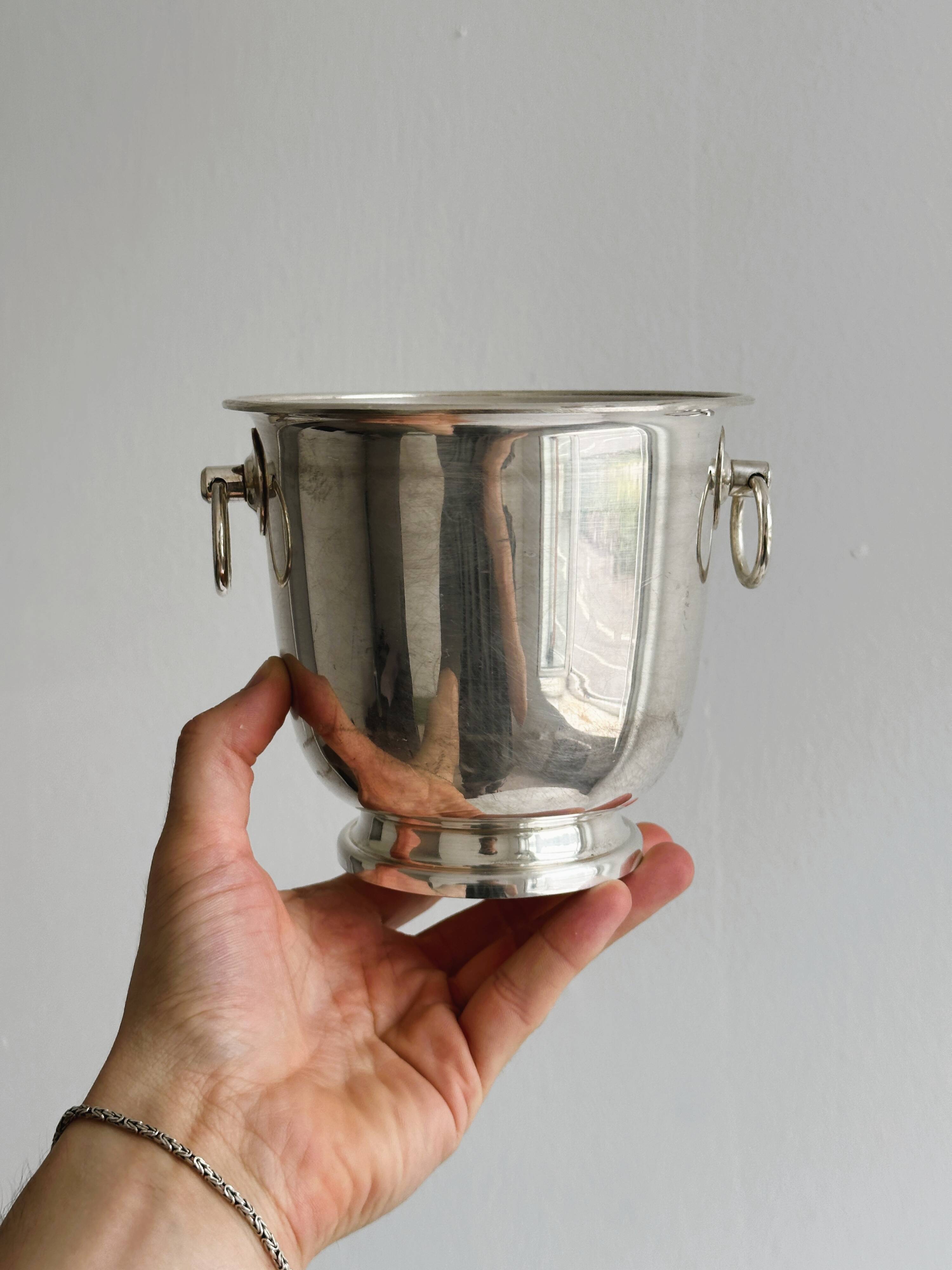 Silver metal ice bucket