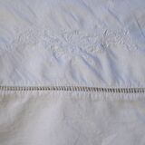 Old linen, embroidered tablecloth