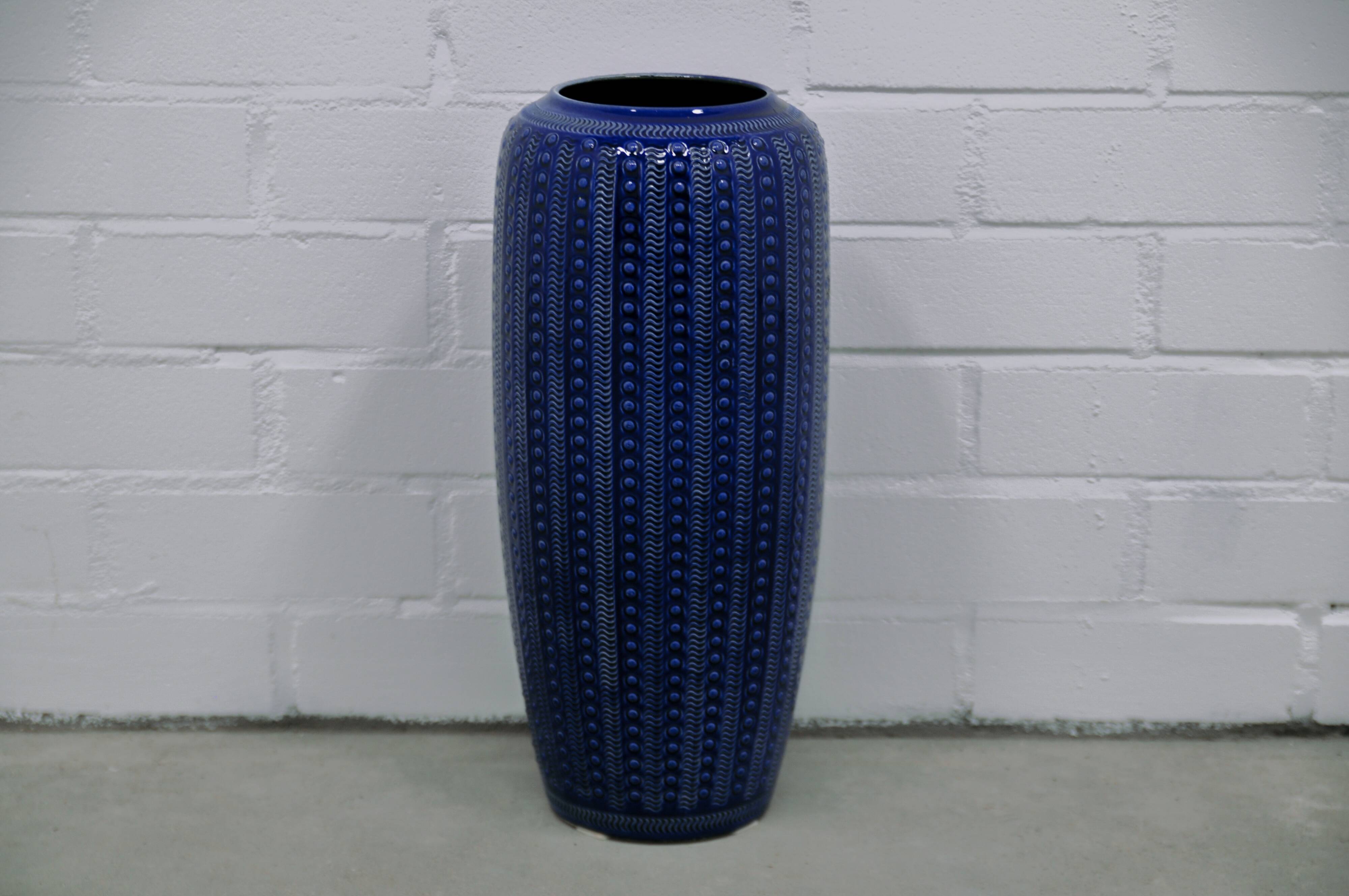 Vintage large blue floor vase west germany