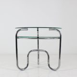 Table tubular steel and glass Czech Republic 1930 s vintage