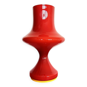 Lampe de table en verre opalin du milieu du siècle