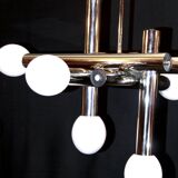 Chrome and Opaline chandelier, Sciolari 1970