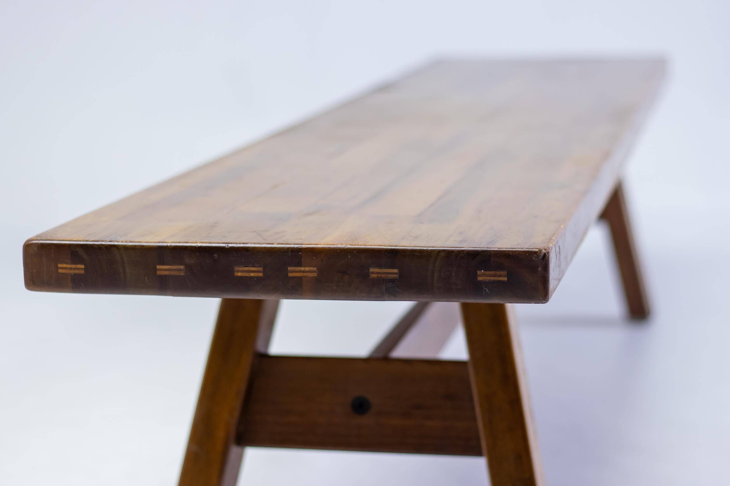 Solid walnut bench "Torbecchia" by Giovanni Michelucci, 1960s