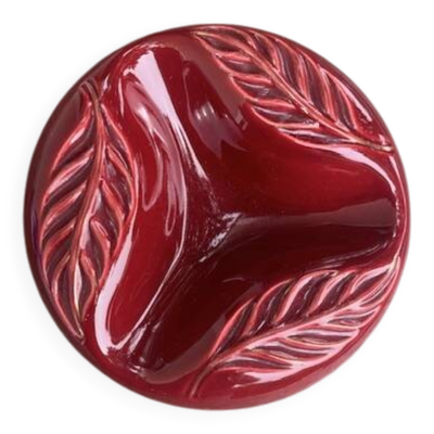 Cendrier en céramique émaillée barbotine rouge bordeaux verceram France