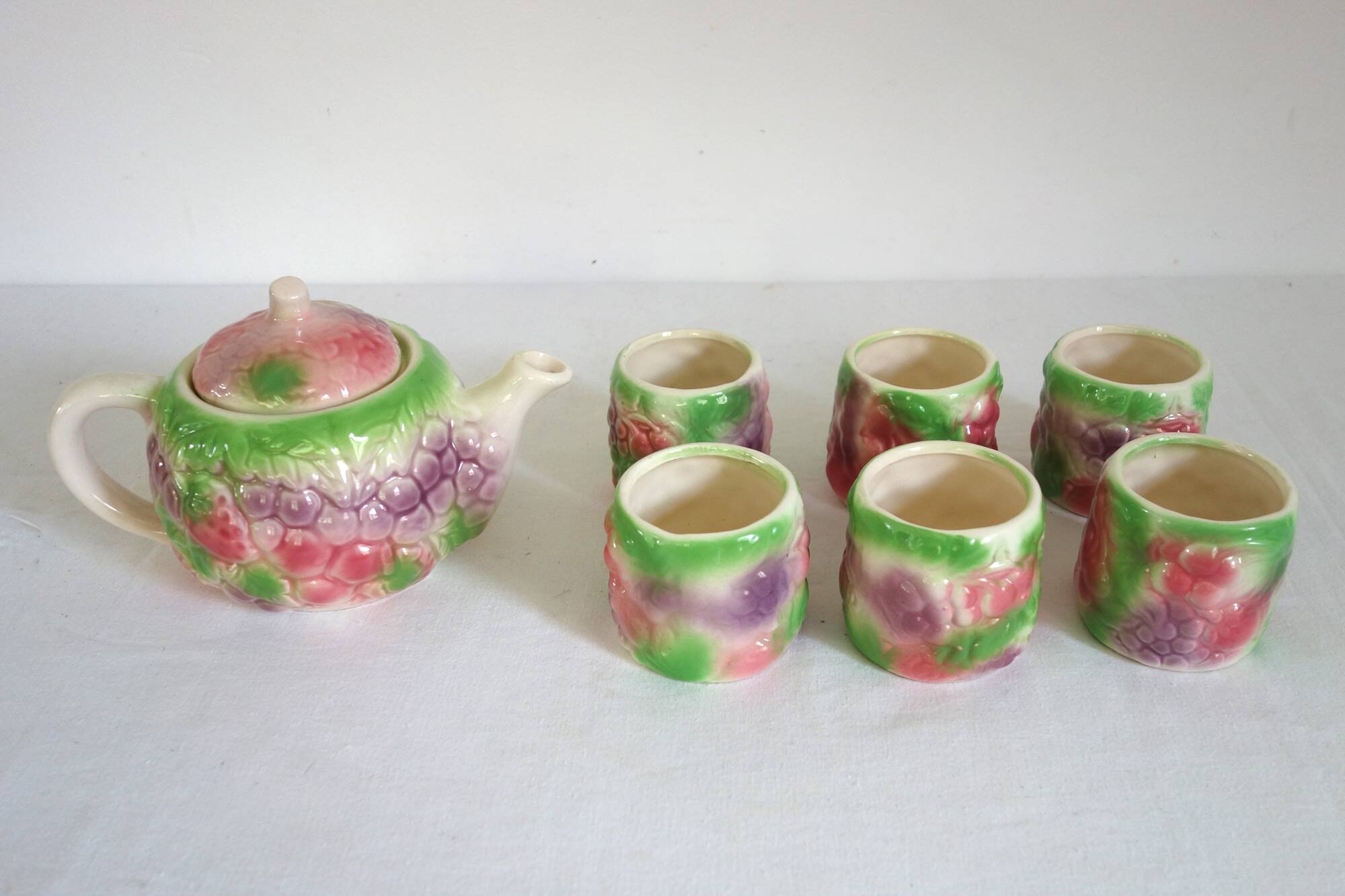 Barbotine Vintage Fruit Tea Set for 6 People