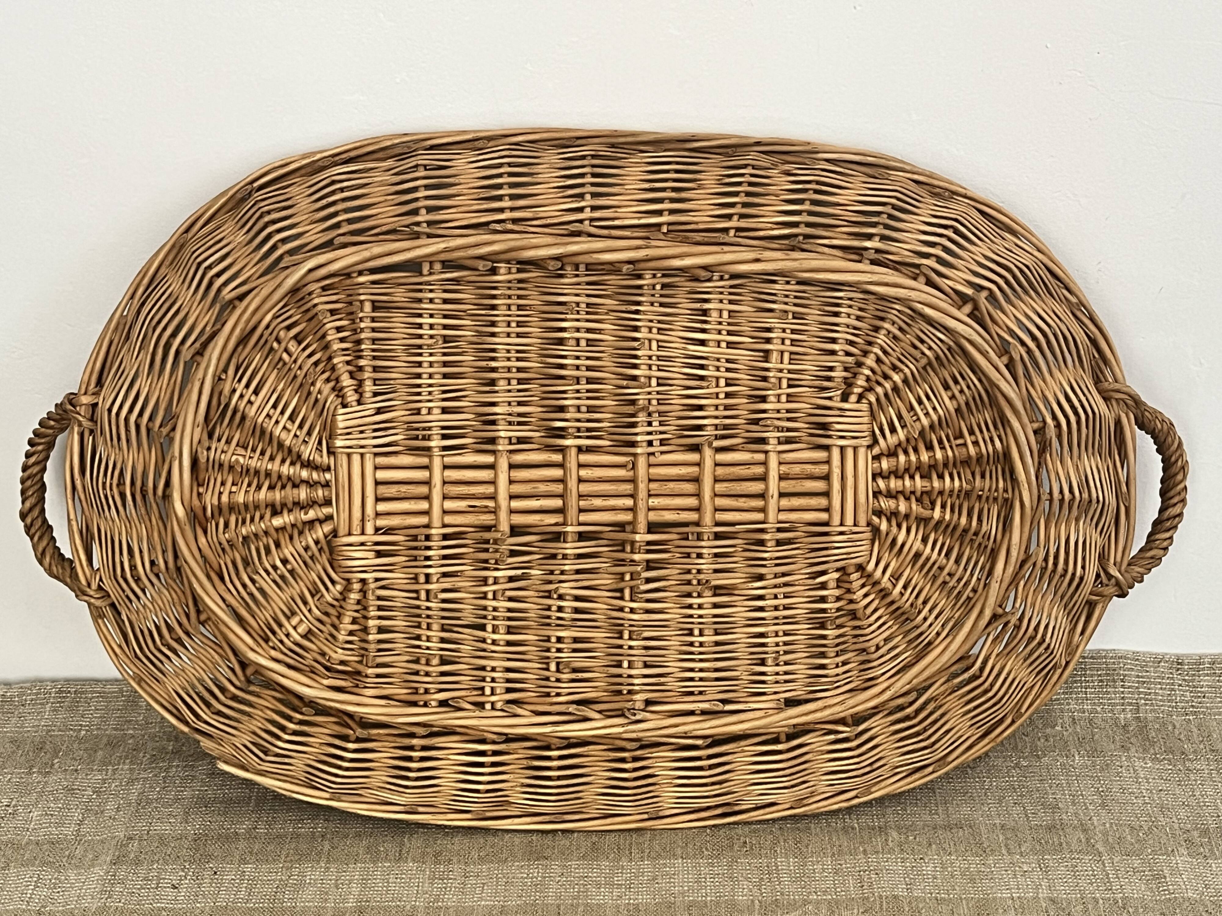Large woven wicker tray