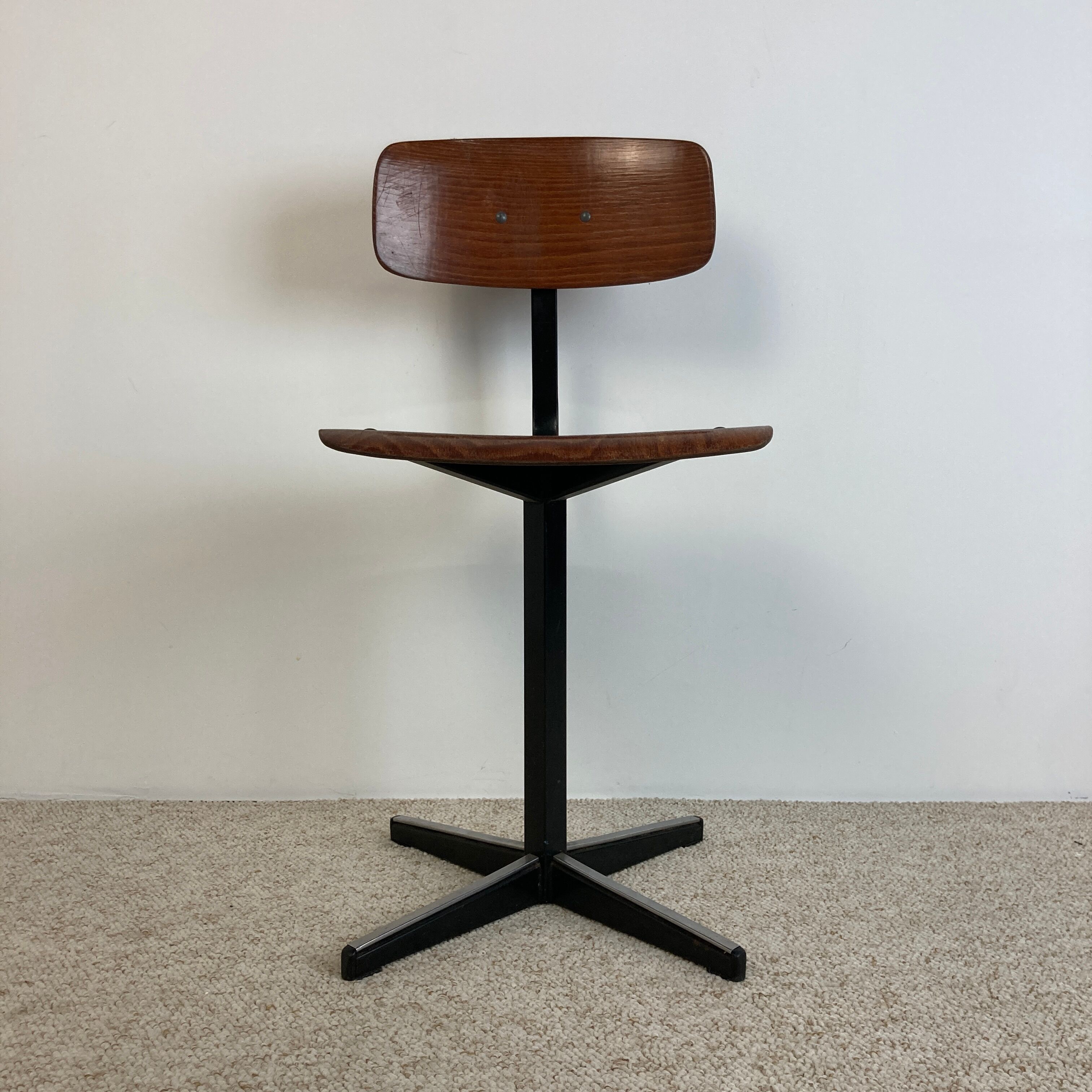 Office children's chair, wooden and metal, 70s