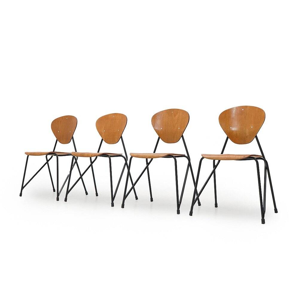 Vintage chairs by Aurelio Villari for Isa Bergamo, 1950s, set of 4.