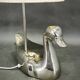 Italian Chrome Duck Table Lamp with Original Shade, 1970s