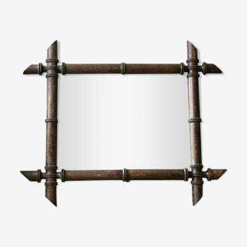 Miroir ancien en bois tourné 43x52cm