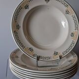 Set of 7 antique deep plates from Longwy, "Savigny" model, in good condition.