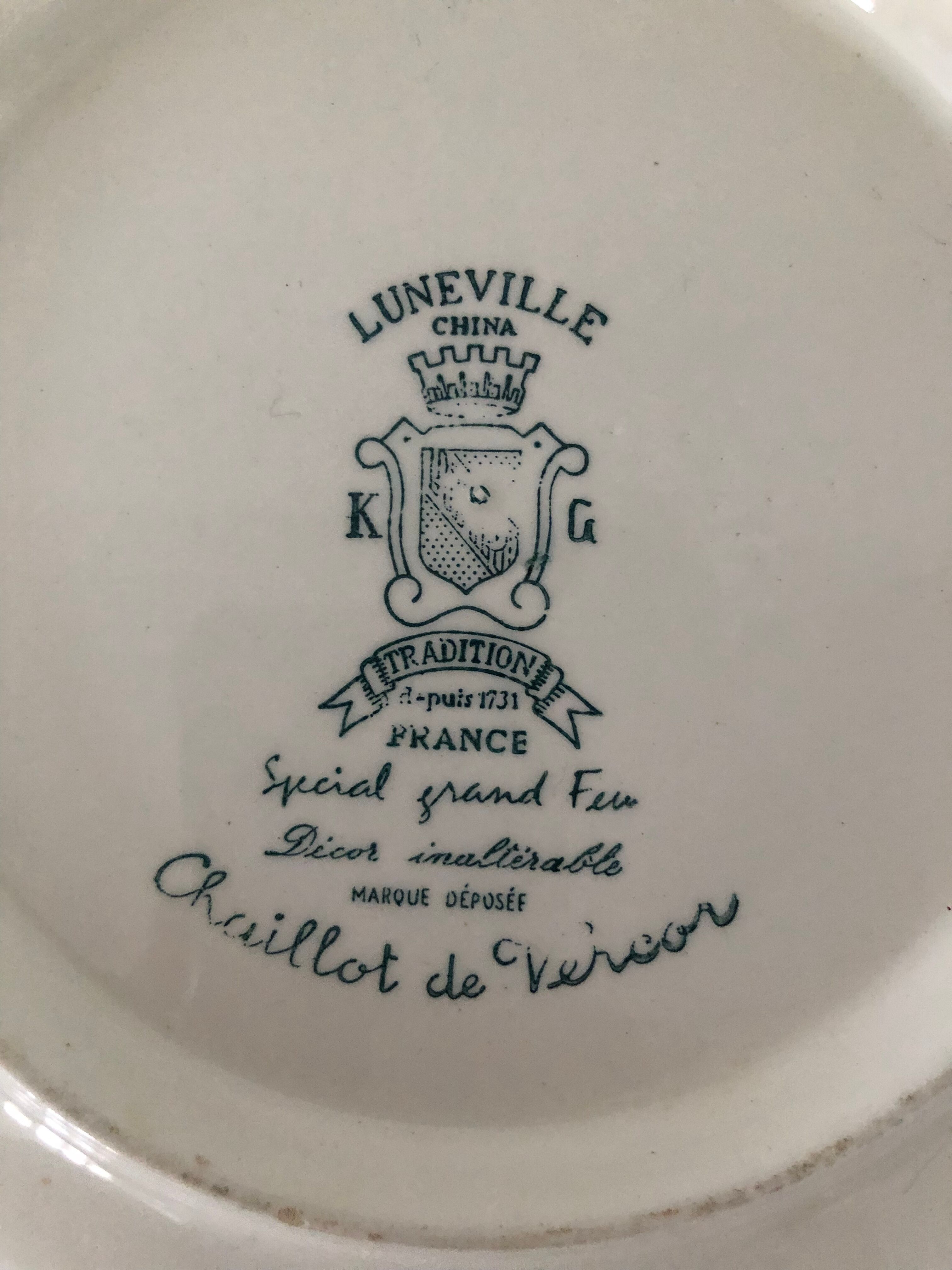 Antique earthenware dish from Luneville China Keller and Guerin 1889 "Chaillot de Vercor"