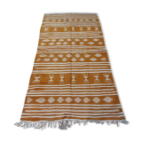 Moroccan Berber yellow kilim carpet made entirely by hand in pure wool